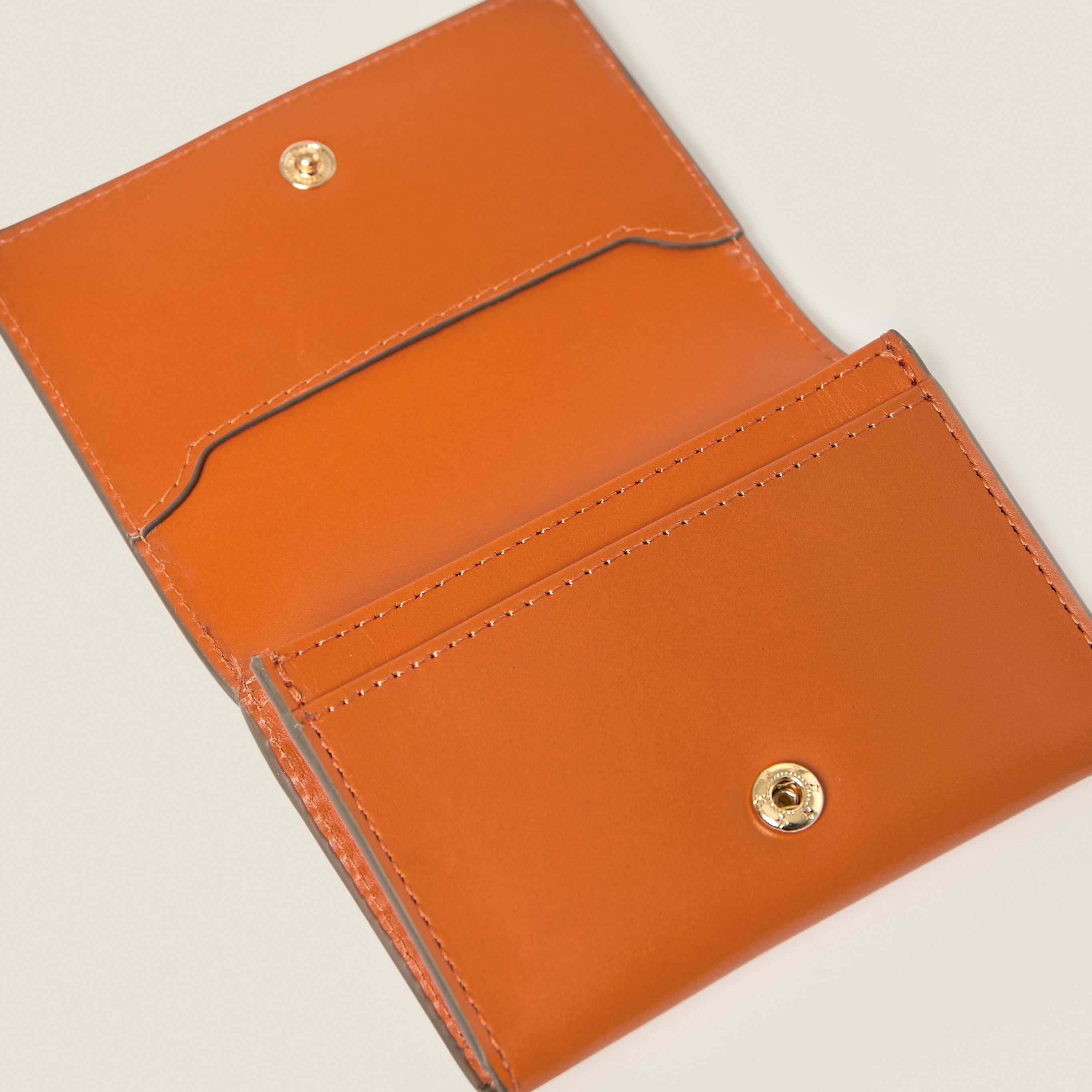 Folded Leather Card Holder - Orange