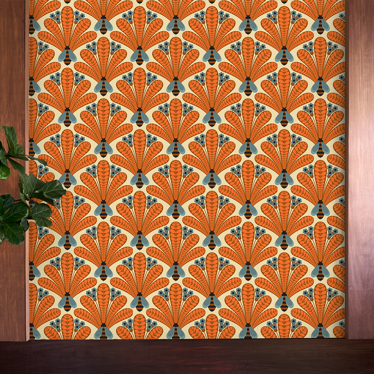 Honey-Bee Terracotta Wallpaper
