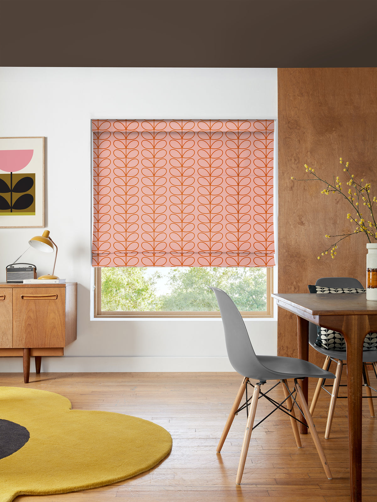 Linear Stem Pink & Tomato Made to Measure Roman Blind