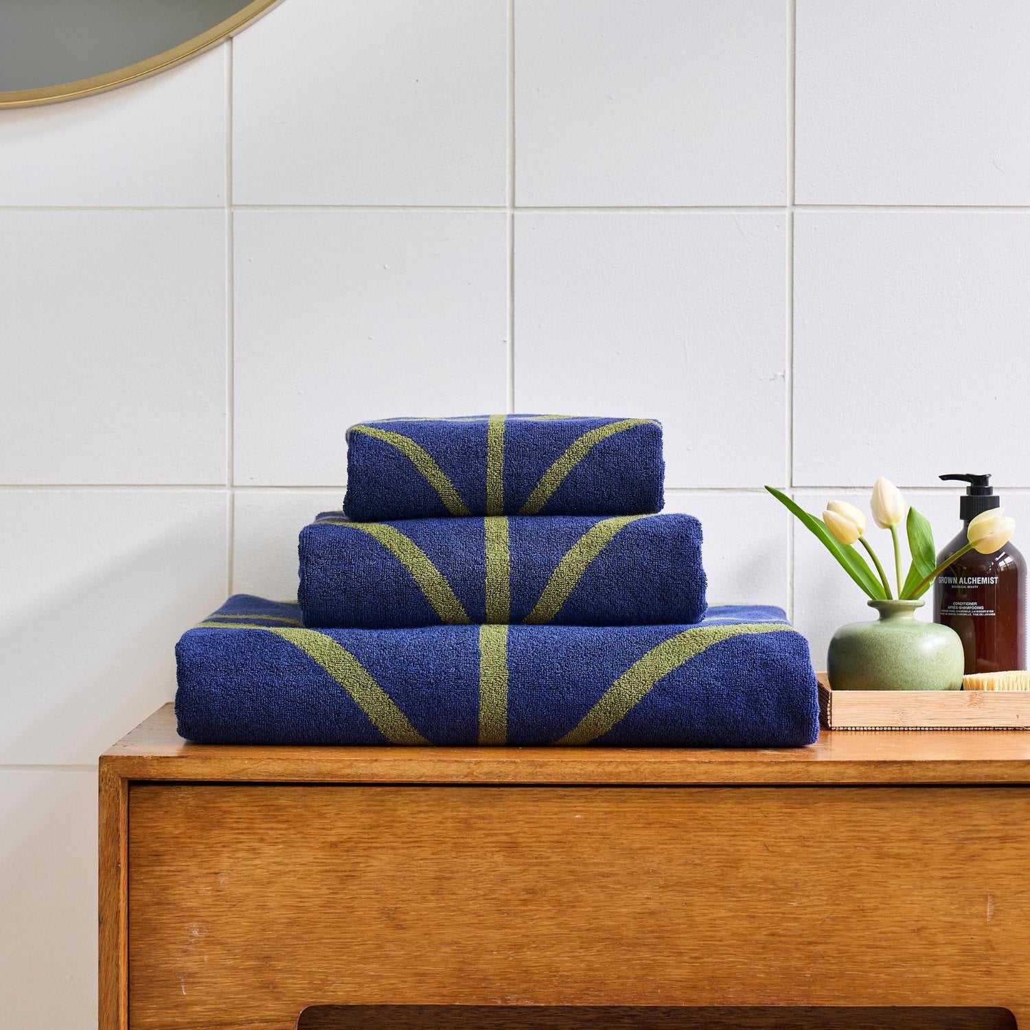 Linear Stem Towels - Navy