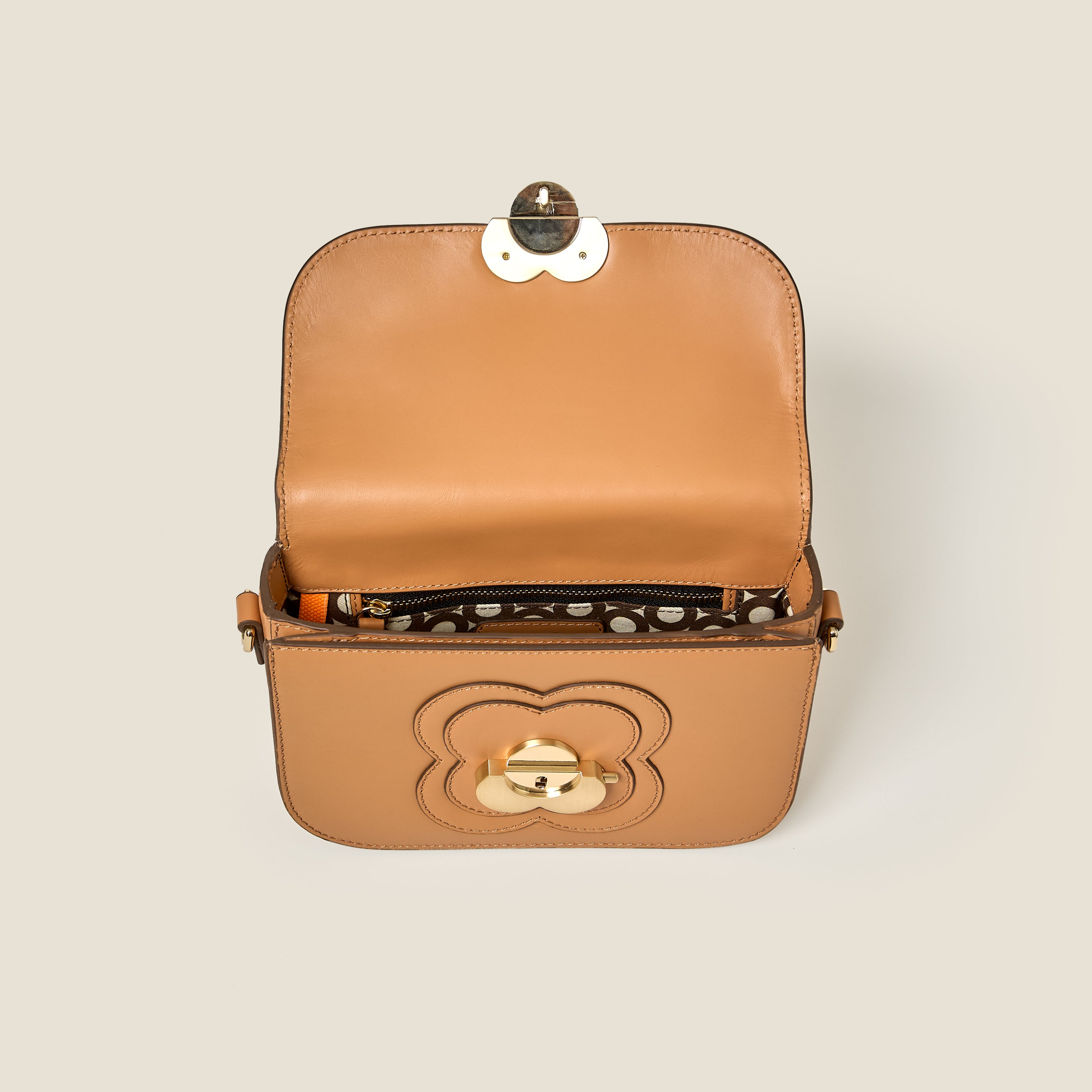 Mini Eclipse Leather Crossbody Bag - Light Tan