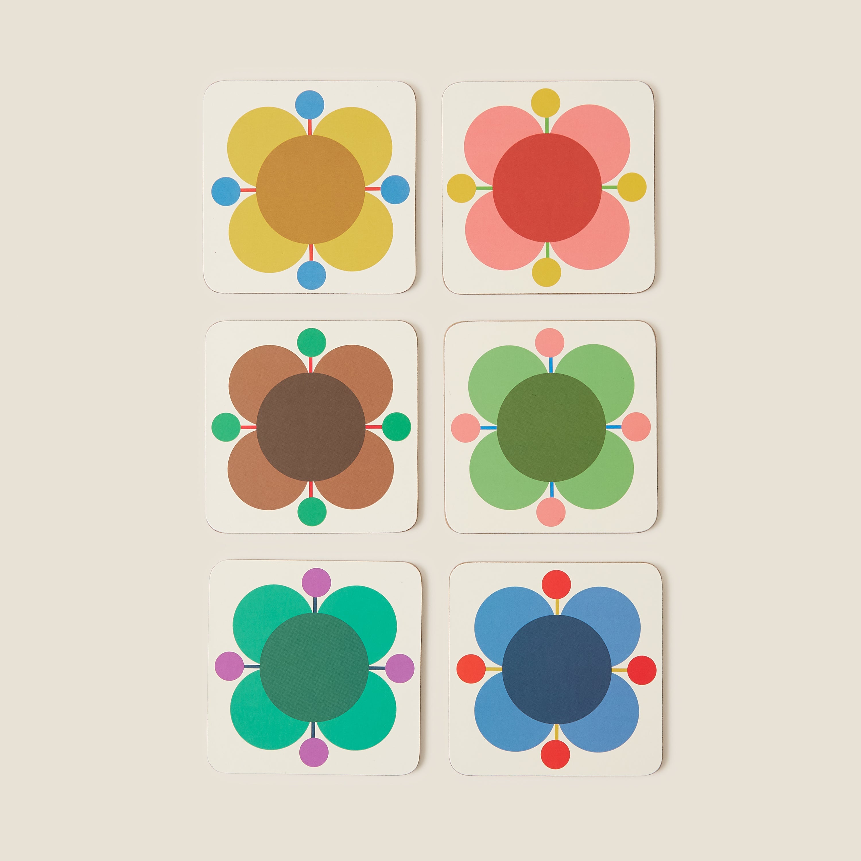 Atomic Flower Set of 6 Coasters