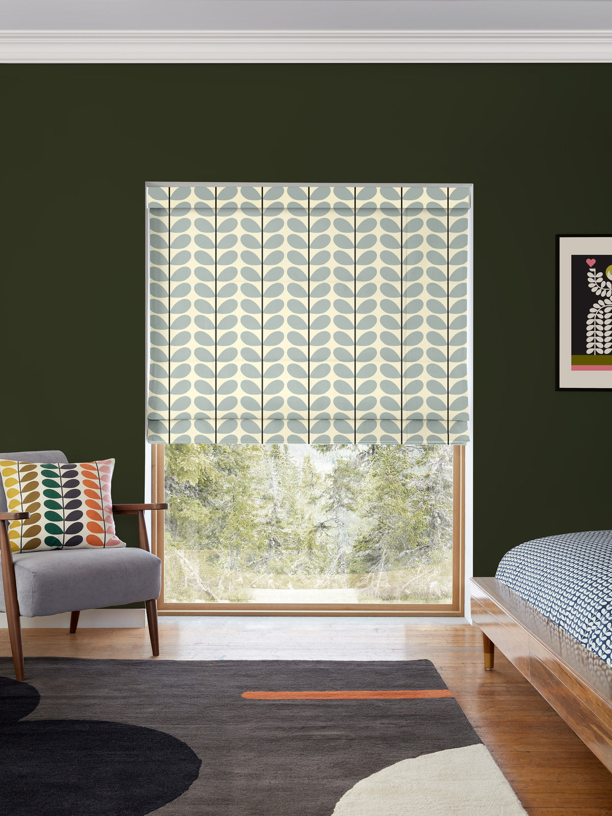 Two Colour Stem Powder Blue Made to Measure Roman Blind