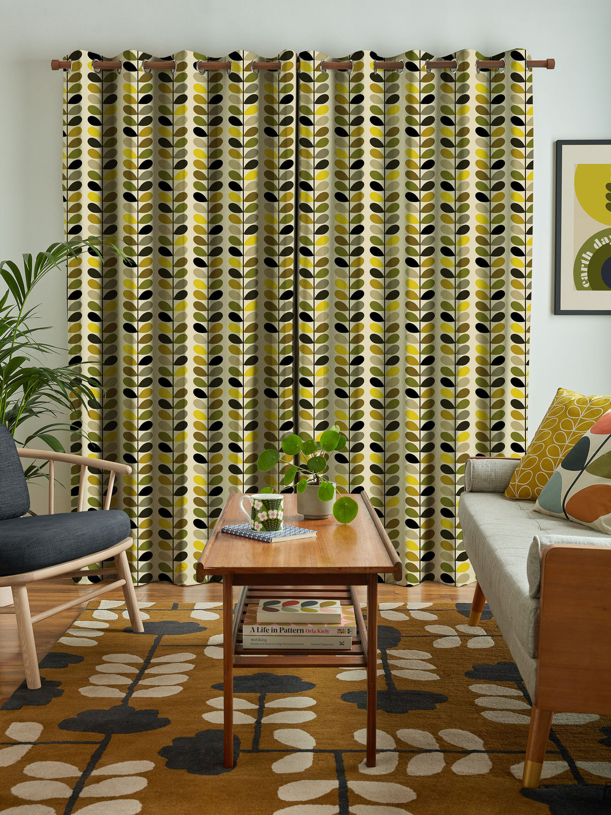 Multi Stem Yellow Made to Measure Curtain