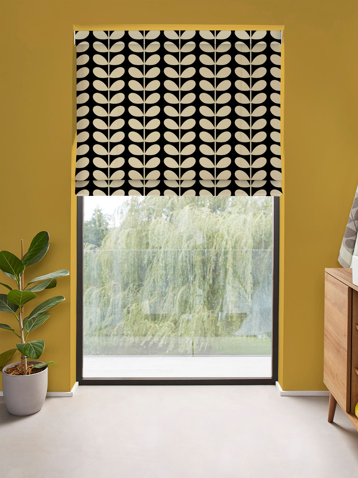 Solid Stem Black Made to Measure Roman Blind