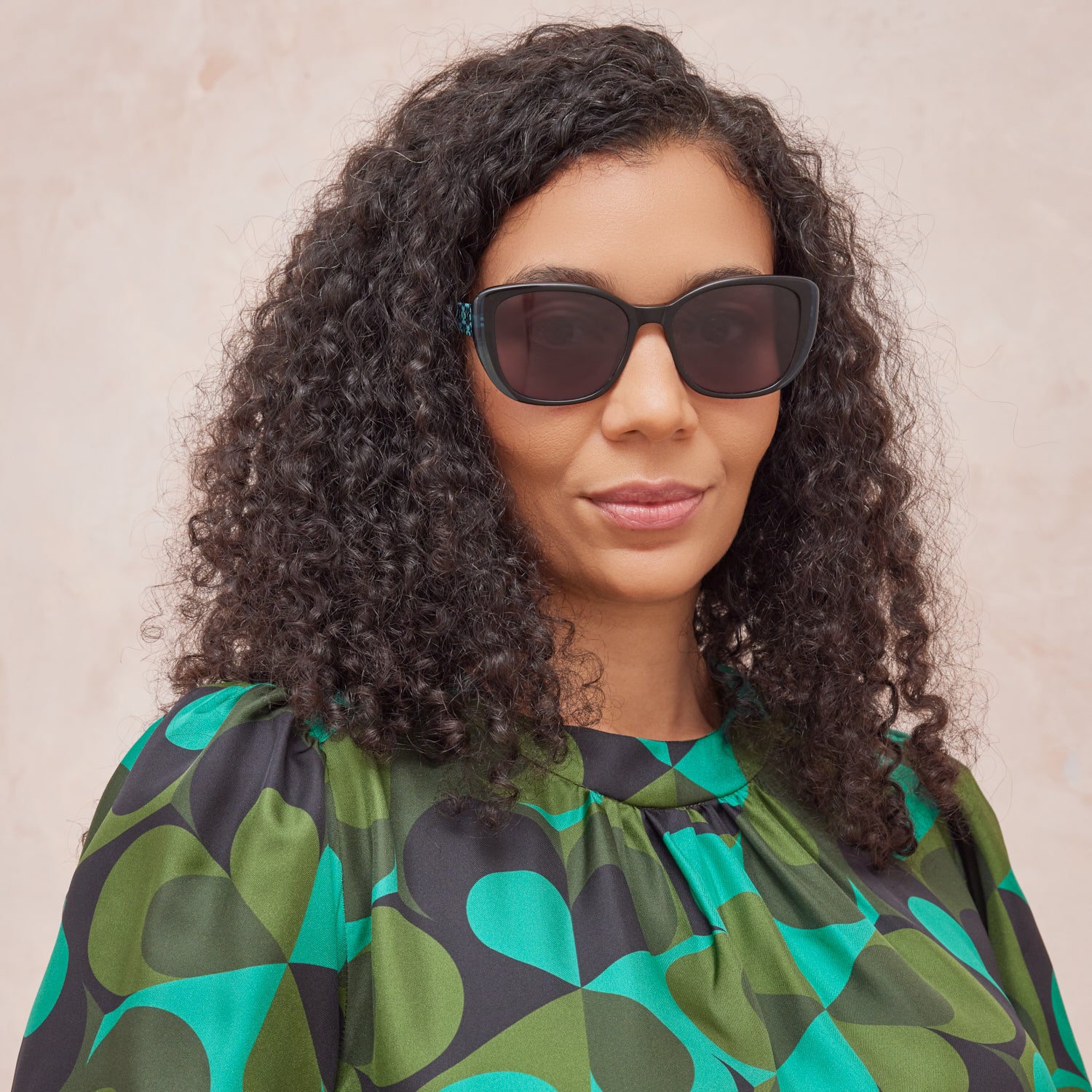 Azalea Sunglasses - Turquoise & Puzzle Flower Teal