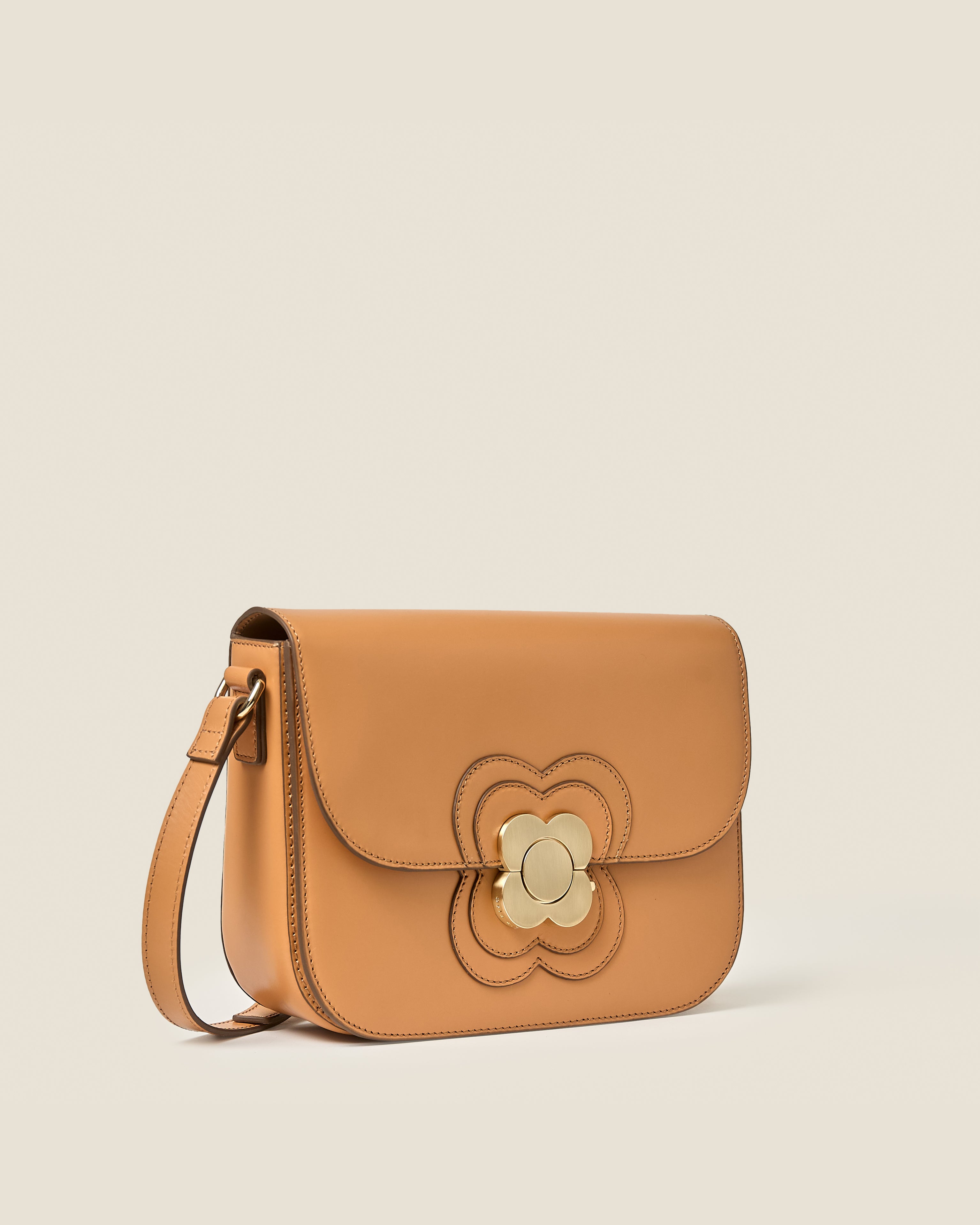 Eclipse Leather Crossbody Bag - Light Tan