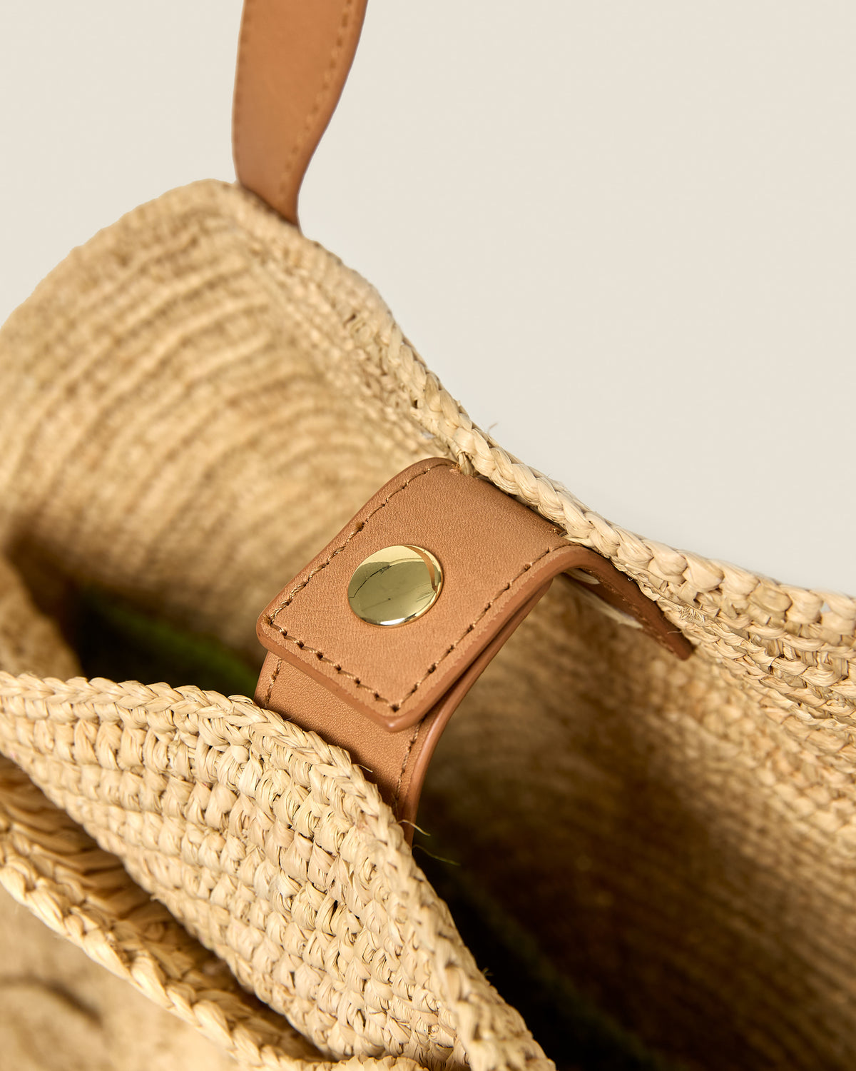 Petal Flower Round Raffia Tote Bag - Natural