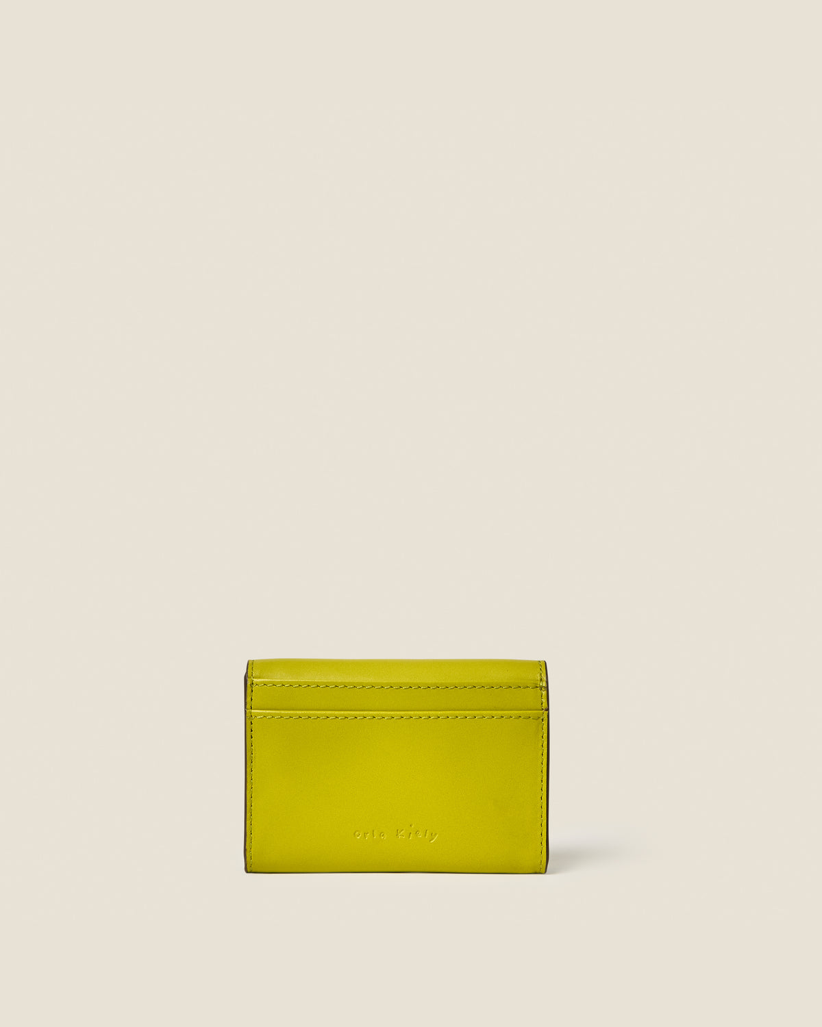 Folded Leather Card Holder - Chartreuse