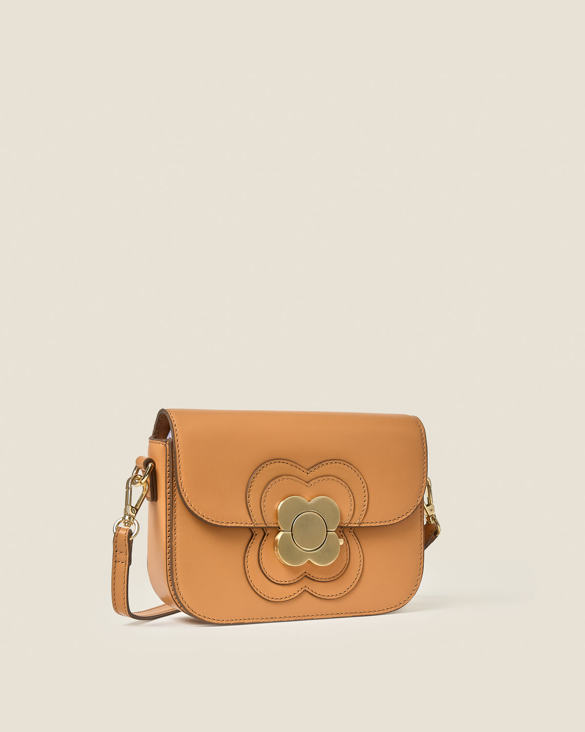Mini Eclipse Leather Crossbody Bag - Light Tan