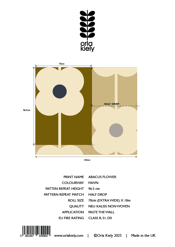 Abacus Flower Fawn Wallpaper Sample