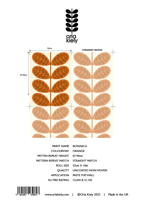 Botanica Orange Wallpaper Sample