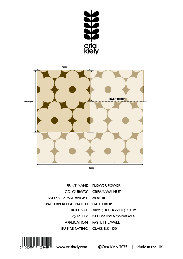 Flower Power Cream/Walnut Wallpaper Sample