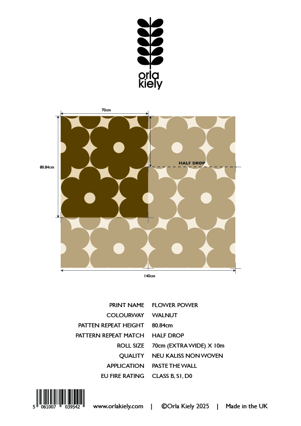 Flower Power Walnut Wallpaper Sample