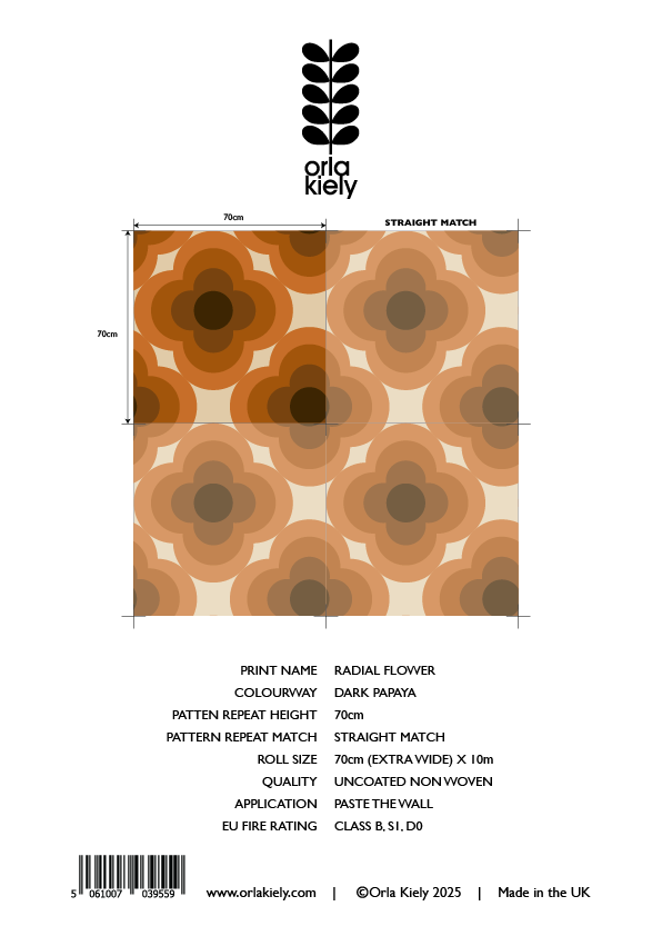 Radial Flower Dark Papaya Wallpaper Sample