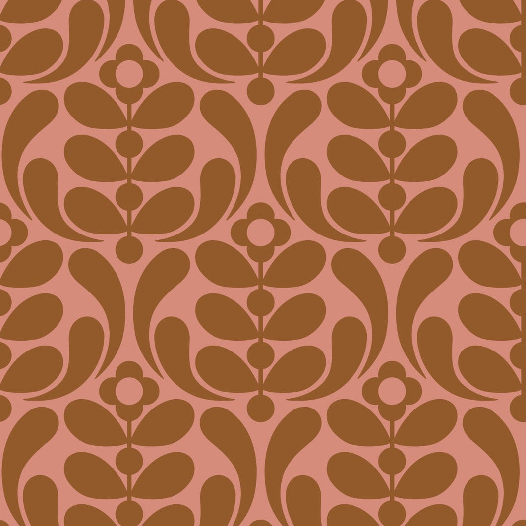Stem Nouveau Terracotta Wallpaper