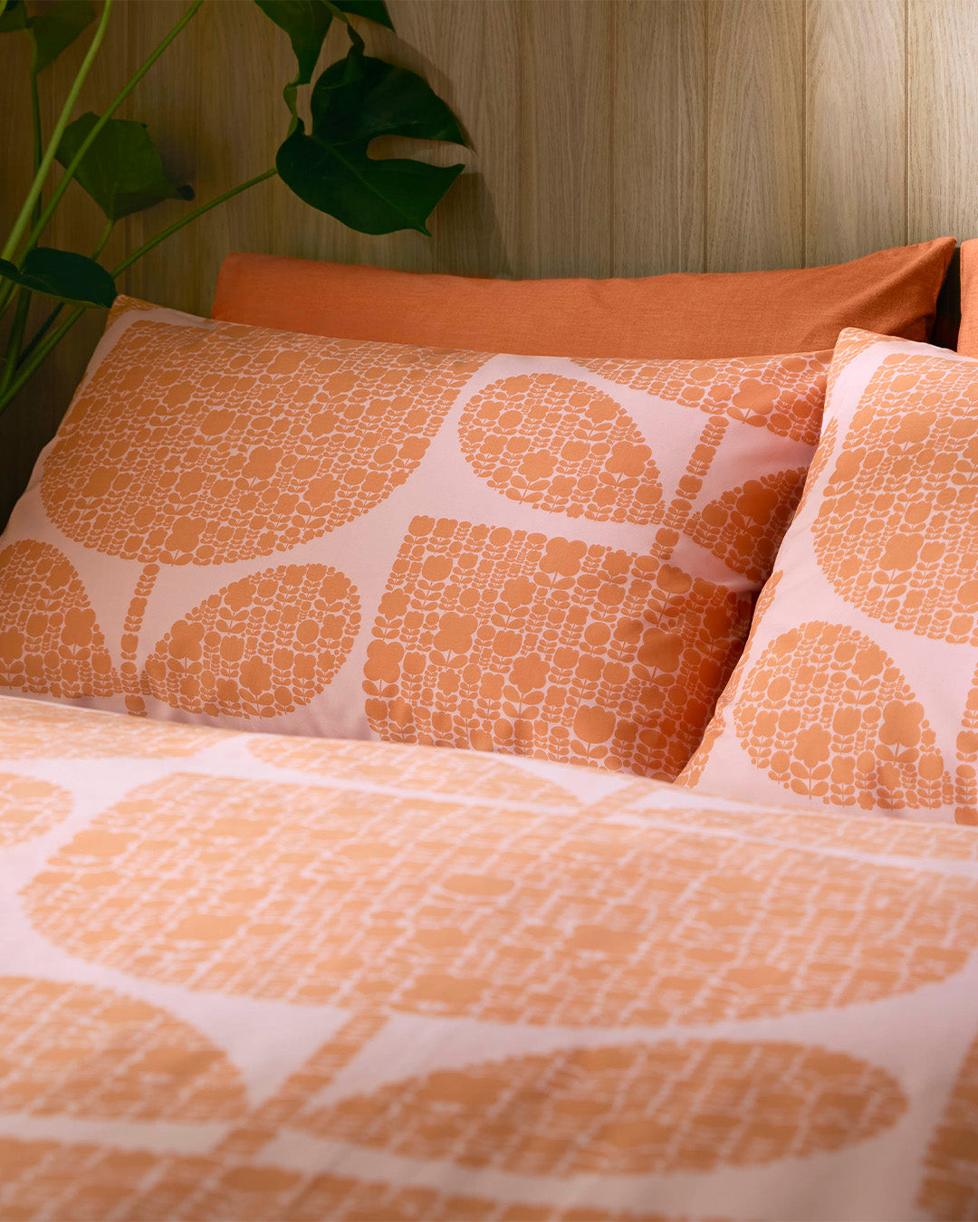 Block Garden Bed Linen Set - Orange Sorbet