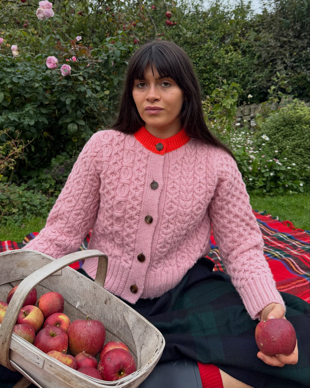 Maeve Cardigan - Lava Orange/Rose Mix