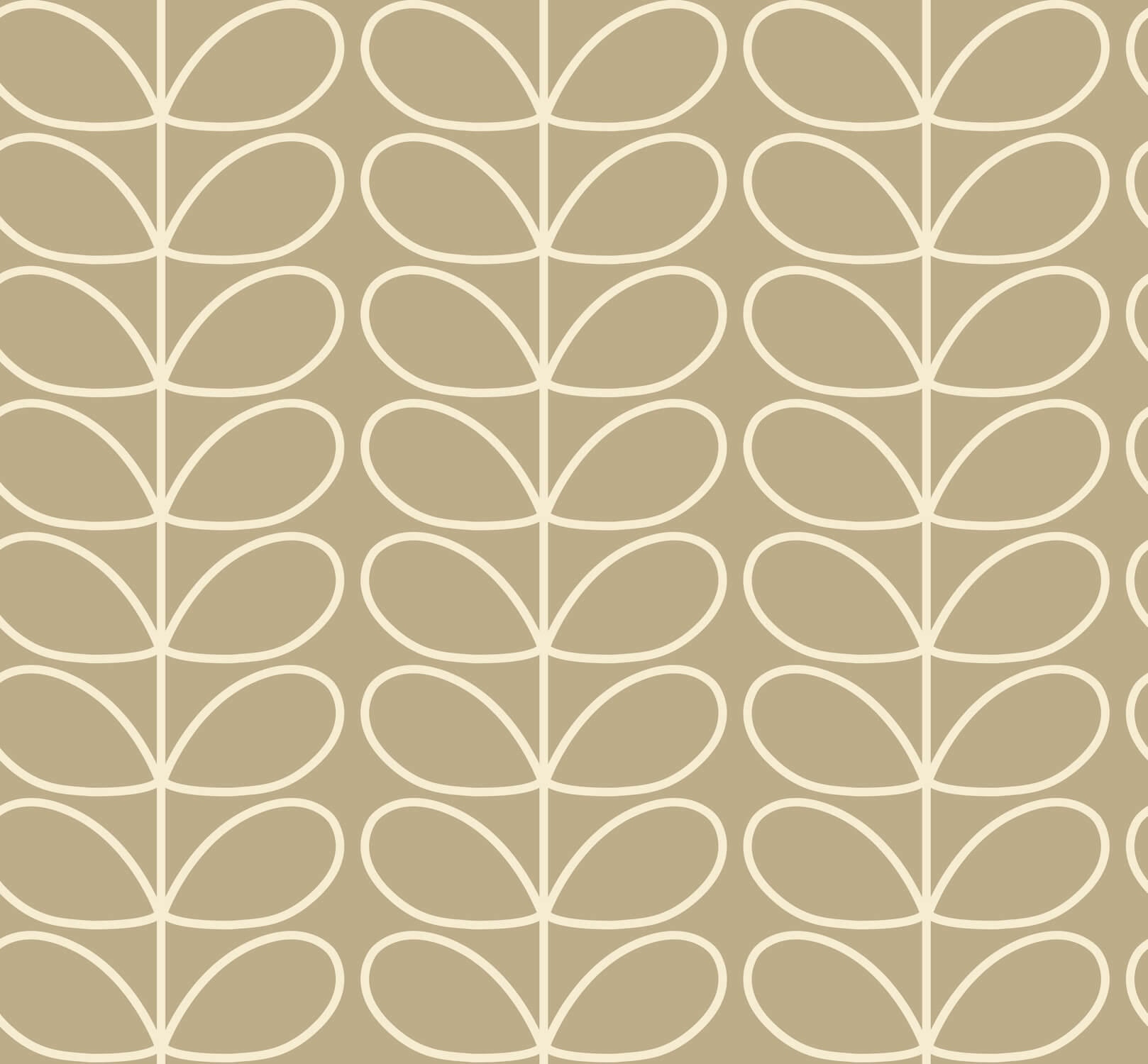Linear Stem Stone Wallpaper in Beige Artwork by Orla Kiely
