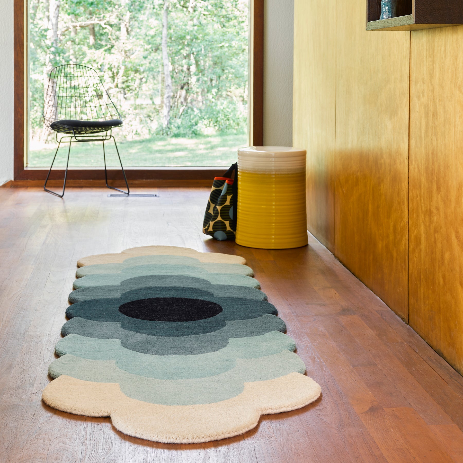 Optical Flower Teal Rug
