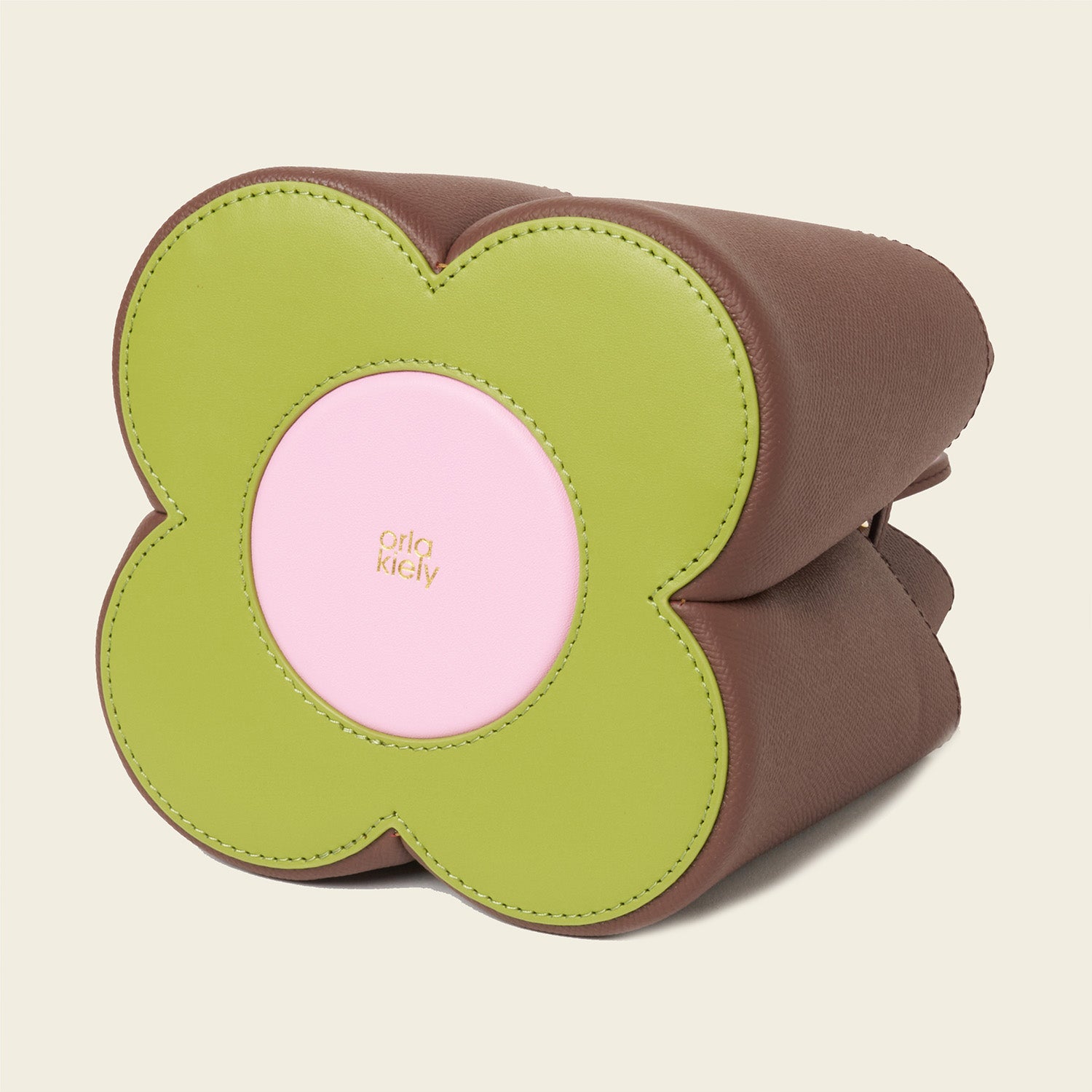 Medium Flower Petal Leather Crossbody Bag - Dark Brown