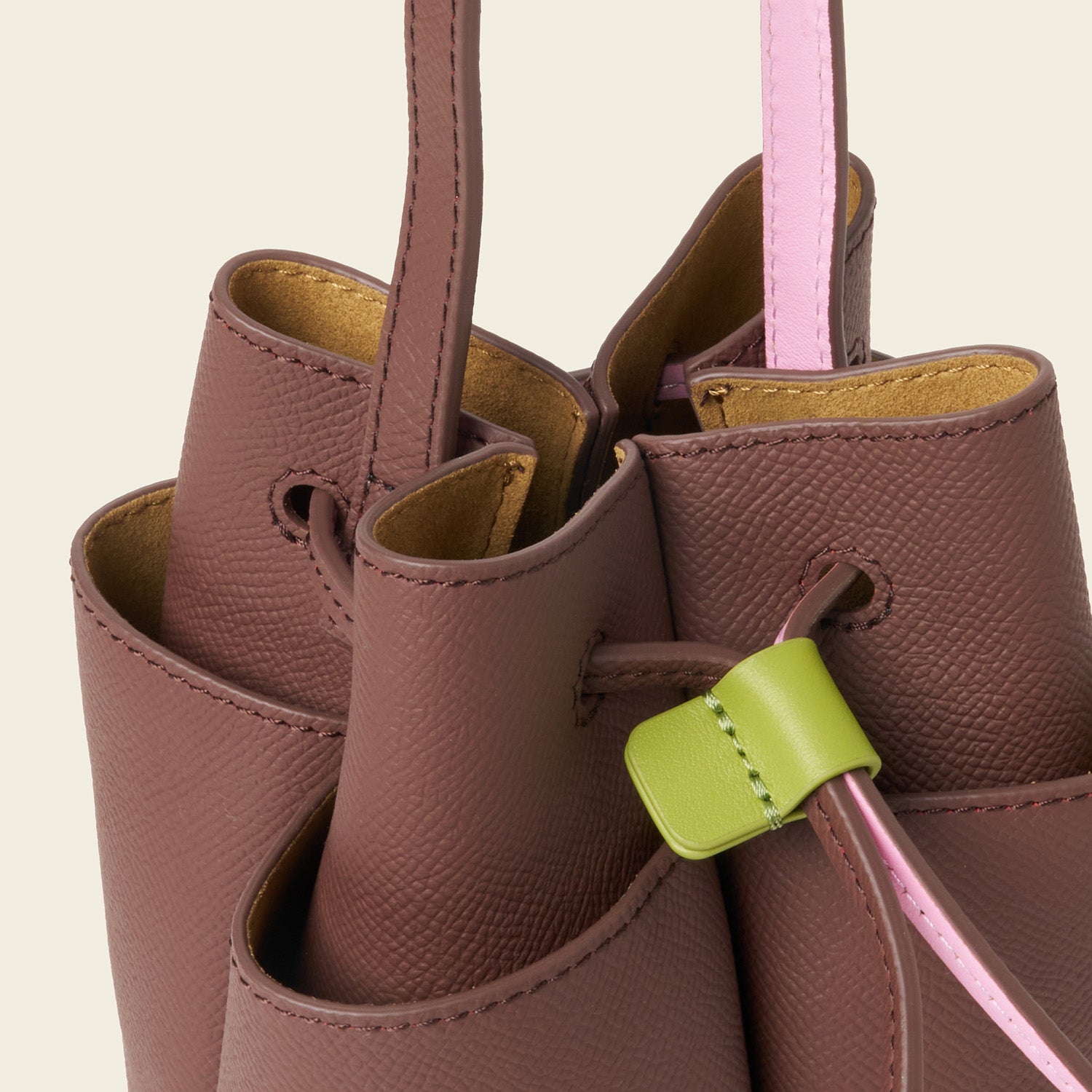 Small Flower Petal Leather Crossbody Bag - Dark Brown