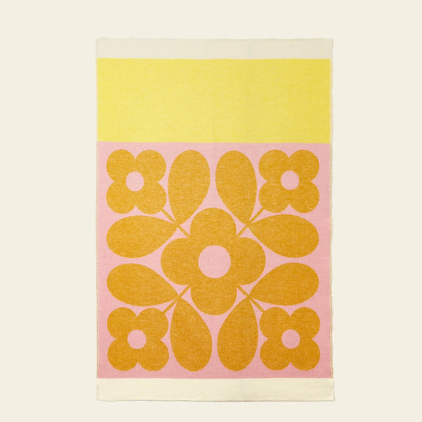 Wool Jacquard Blanket in Flower Tile Pink by Orla Kiely