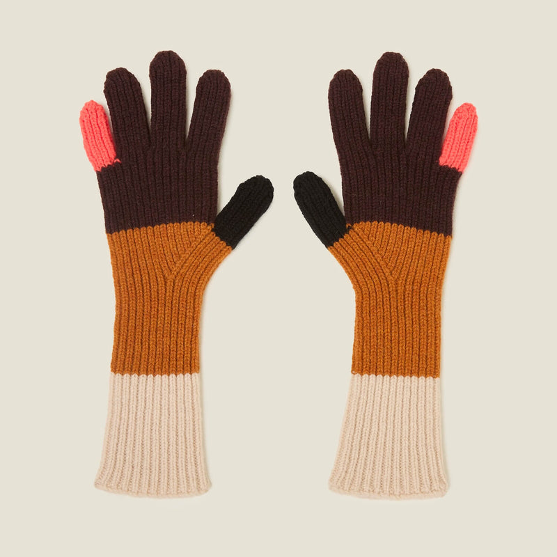 Colour Block Gloves - Neon Orange