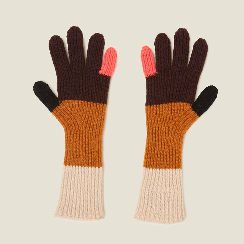 Colour Block Gloves - Neon Orange