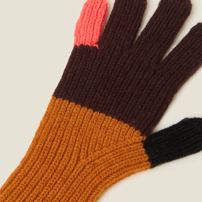 Colour Block Gloves - Neon Orange