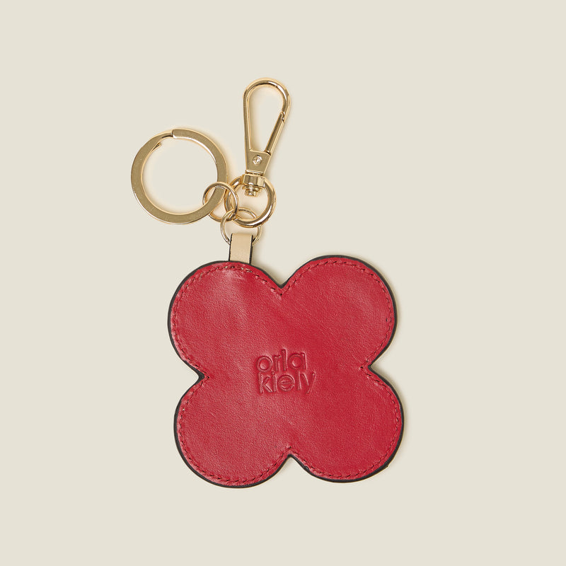 Spot Flower Key Ring - Red and Cream