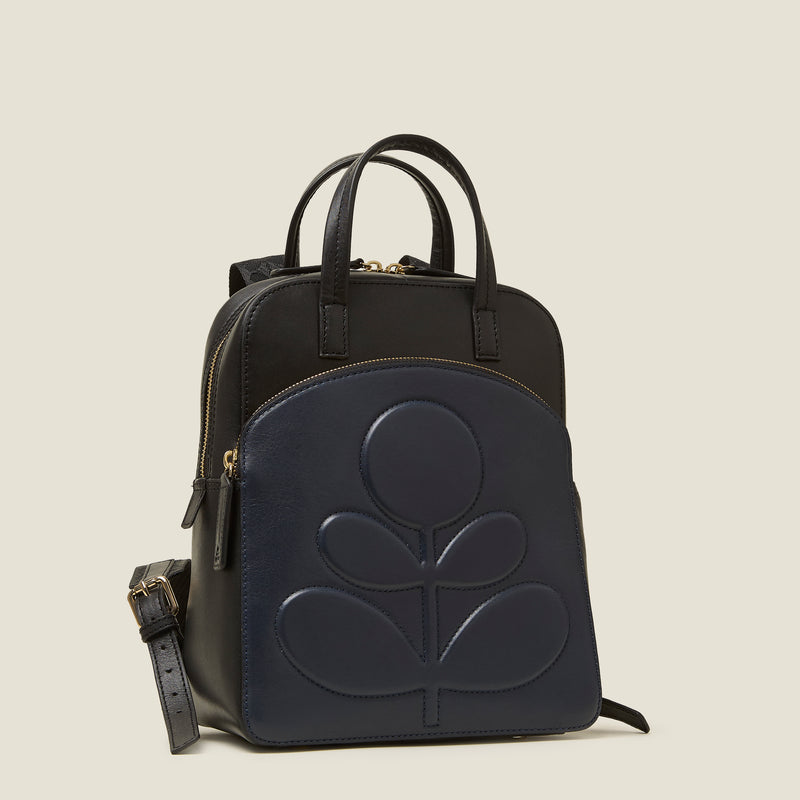 Emilia Petite Backpack - Embossed Stem Black