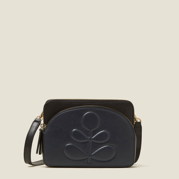 Portia East Crossbody - Embossed Stem Navy