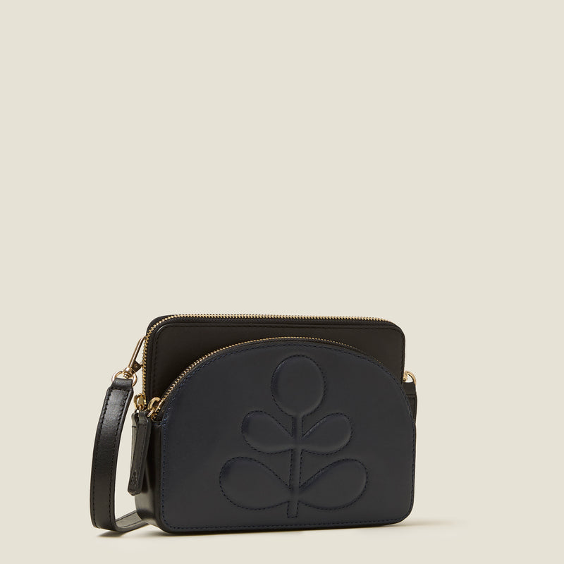 Portia East Crossbody - Embossed Stem Navy