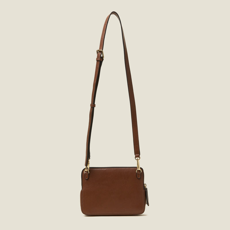 Portia East Crossbody - Embossed Stem Walnut