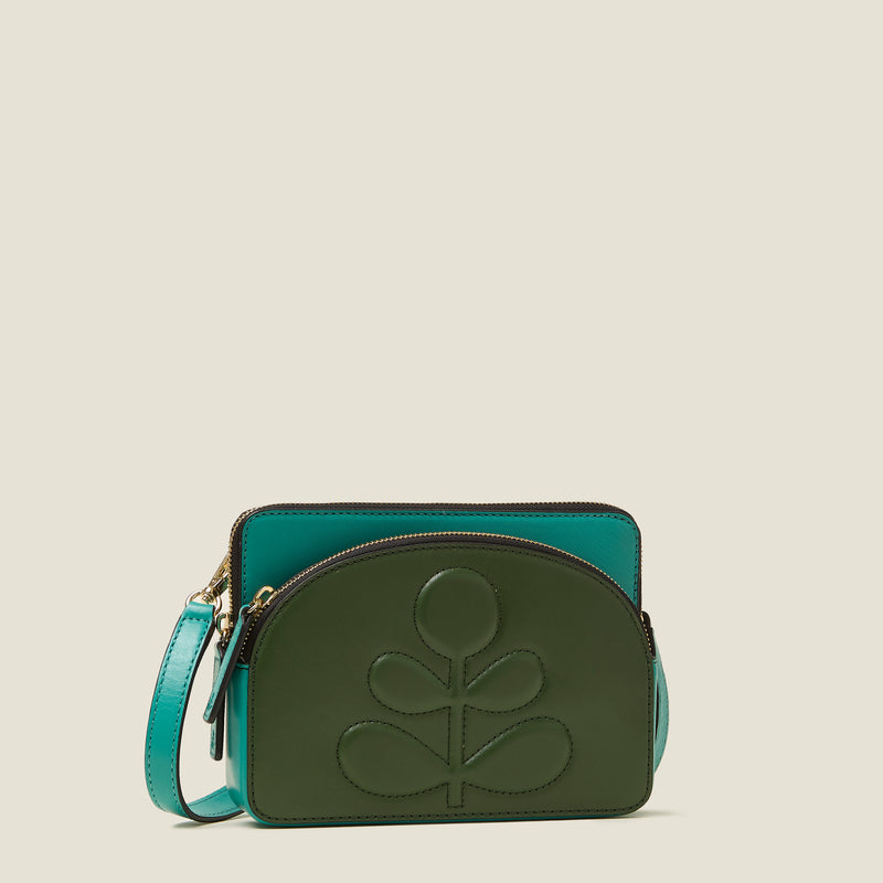 Portia East Crossbody - Embossed Stem Turquoise