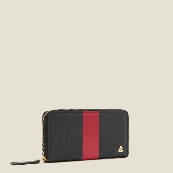 Forget Me Not Wallet - Shiny Stripe Navy Red