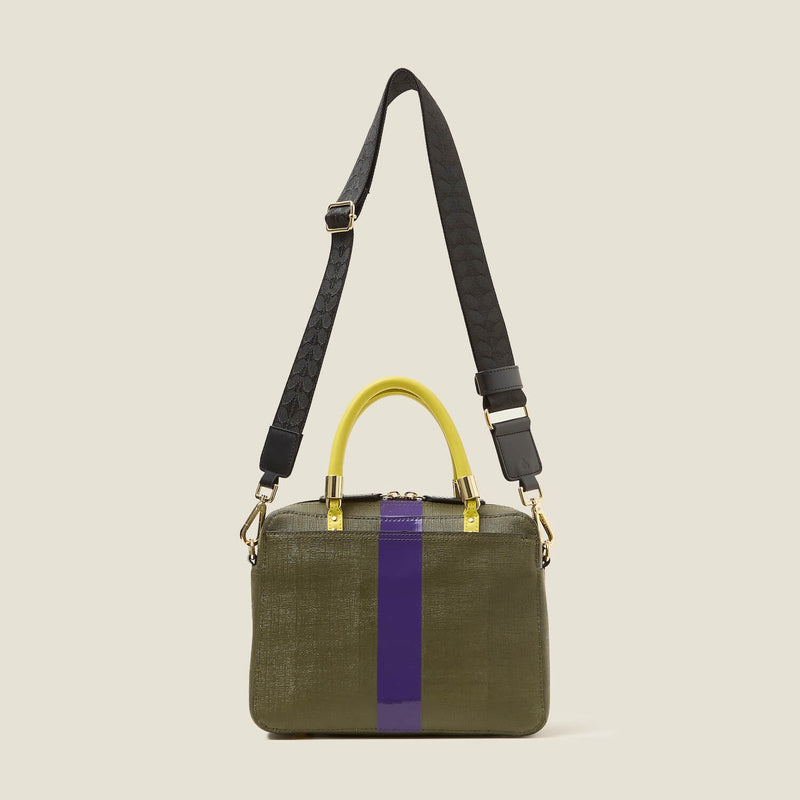 Block Medium Handbag - Shiny Stripe Spruce Purple