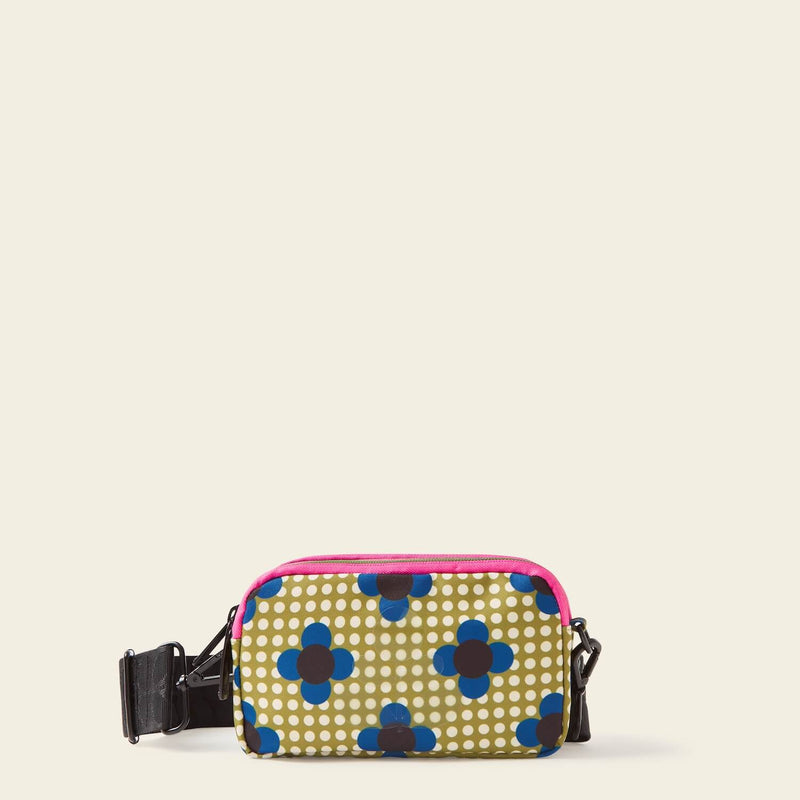 Tripod Crossbody in Flower Polka Dot Olive by Orla Kiely 