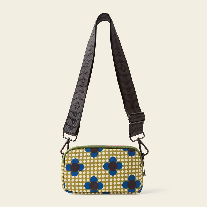 Tripod Crossbody in Flower Polka Dot Olive by Orla Kiely 