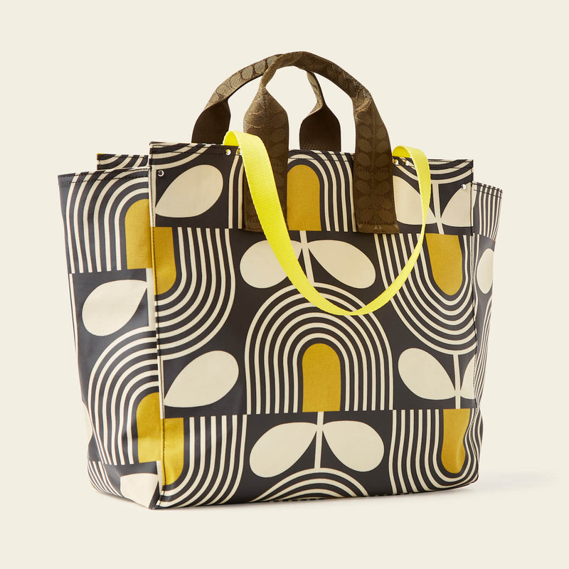 All In Tote Bag in Giant Striped Tulip Noir pattern by Orla Kiely