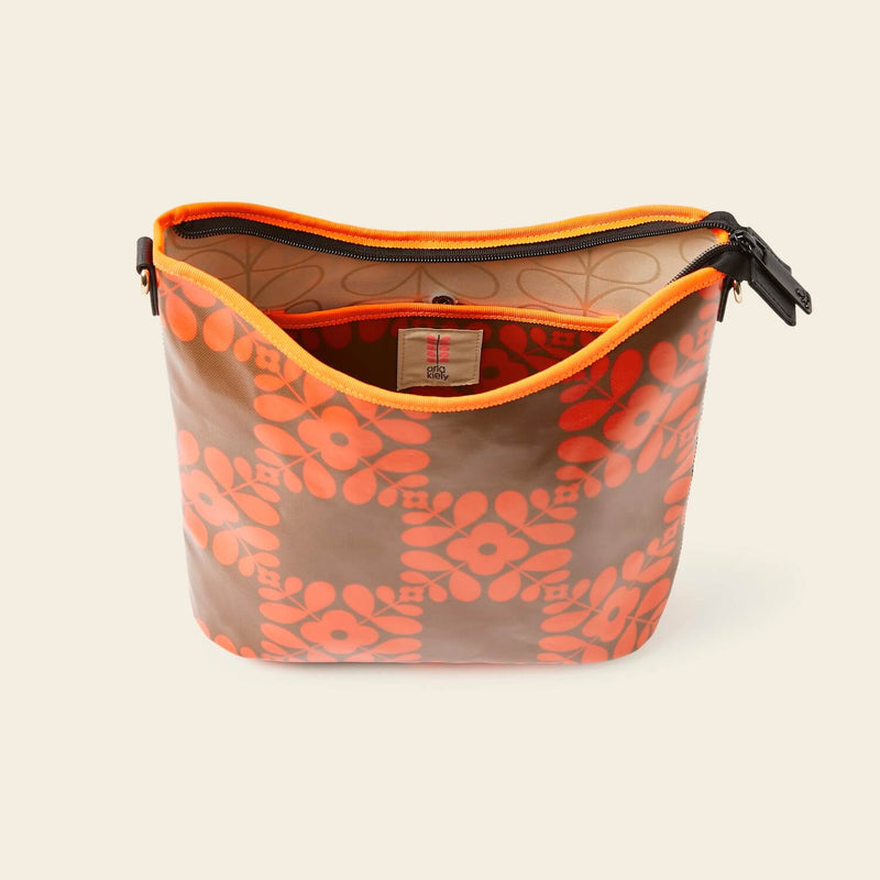 Cross Carry Crossbody in Lattice Flower Tile Conker pattern by Orla Kiely