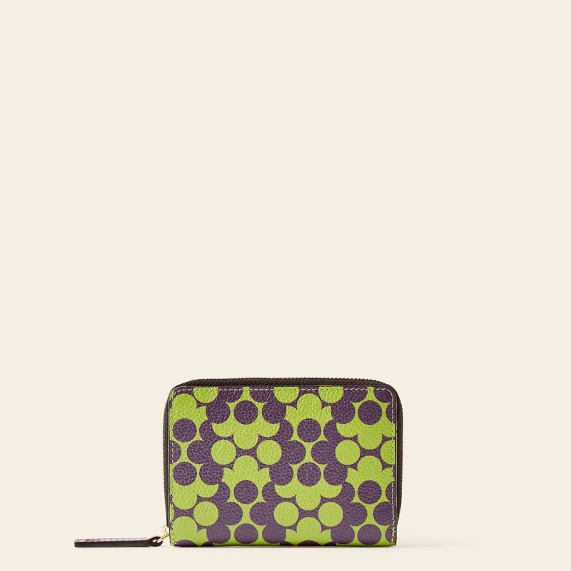 Celia Medium Wallet in Purple Puzzle Flower pattern by Orla Kiely