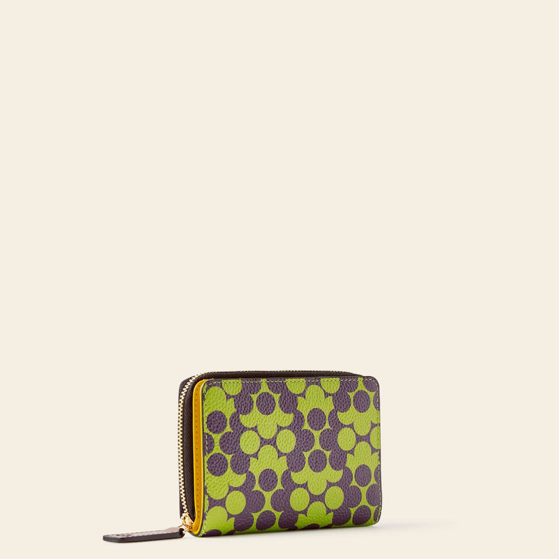 Celia Medium Wallet in Purple Puzzle Flower pattern by Orla Kiely