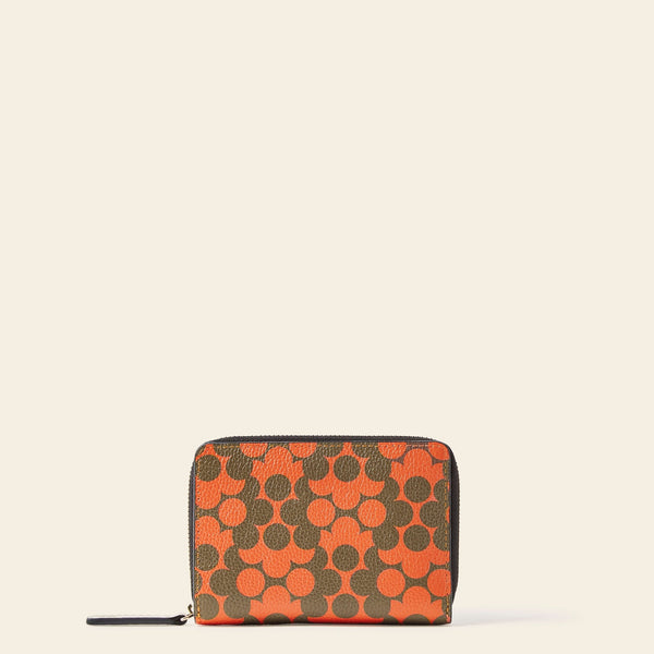 Celia Medium Wallet in Tomato Puzzle Flower pattern by Orla Kiely