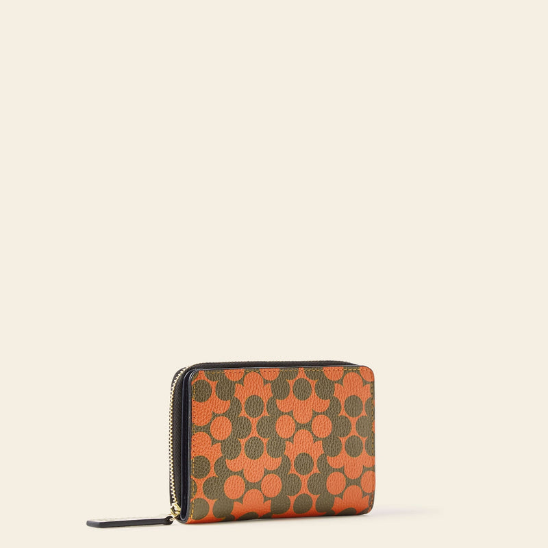 Celia Medium Wallet in Tomato Puzzle Flower pattern by Orla Kiely