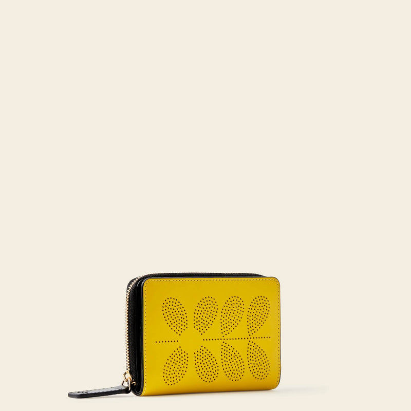 Celia Medium Wallet in Daffodil Punched Flower pattern by Orla Kiely