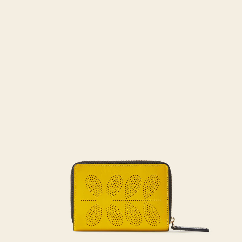 Celia Medium Wallet in Daffodil Punched Flower pattern by Orla Kiely