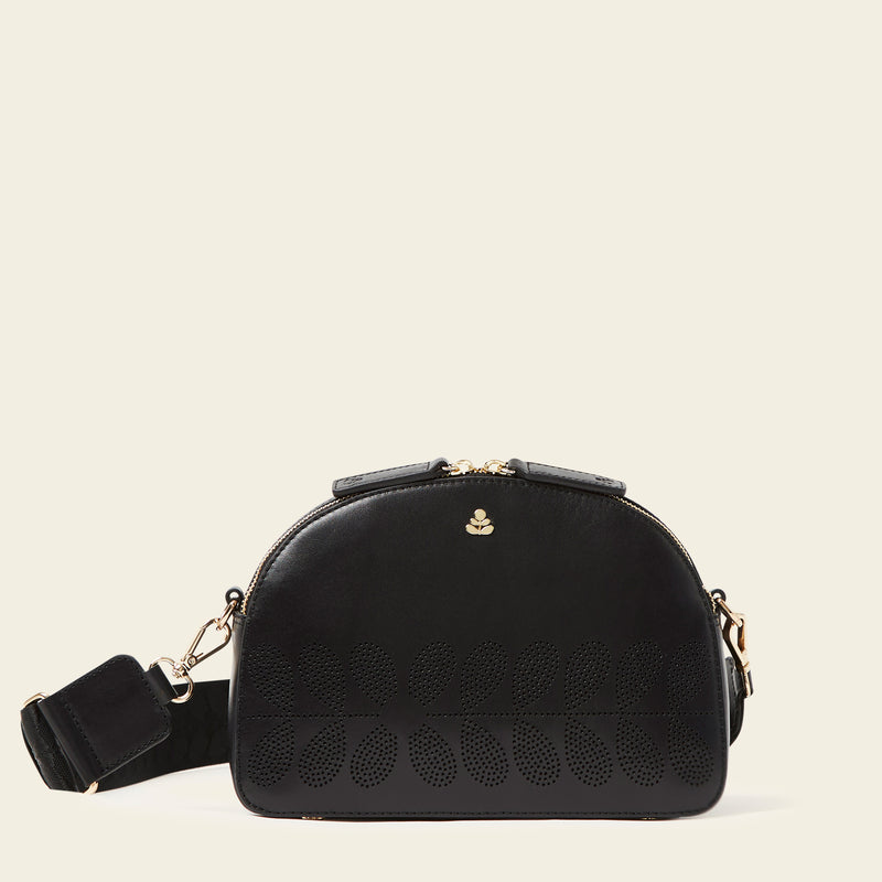 Luna Crossbody Bag in Black Punched Flower by Orla Kiely