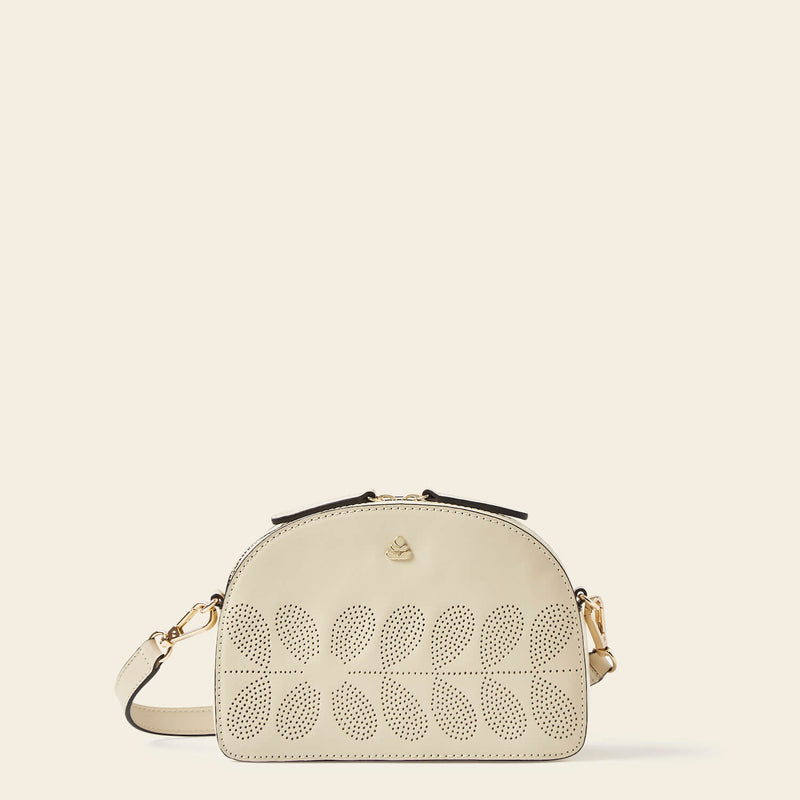 Babaluna Crossbody Bag in Cream Punched Flower pattern by Orla Kiely